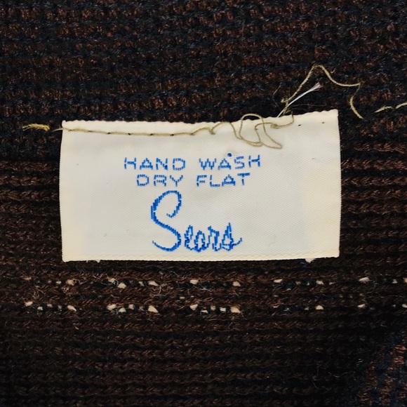 Vintage Sears Poncho Brown and Orange Stripes - Picture 3 of 4